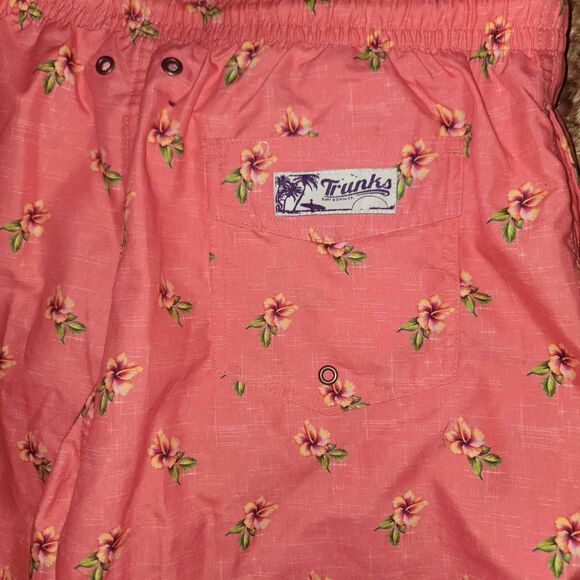 Mens swim shorts by Trunks Surf & Swim 3 pockets Coral Tropic MINT cond. sz Med. - Picture 8 of 12